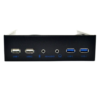 

5.25 Inch Desktop Pc Case Internal Front Panel Usb Hub 2 Ports Usb 3.0 And 2 Ports Usb 2.0 With Hd Audio Port 20 Pin Connector