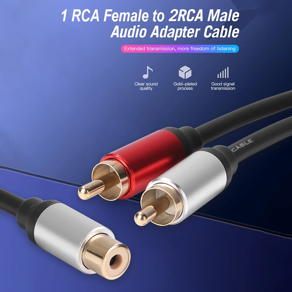 1 RCA 분배기 케이블 여성 2 남성 RCA 잭 어댑터 Aux Y 유형 케이블 분배기 오디오 증폭기 서브 우퍼 액세서리
