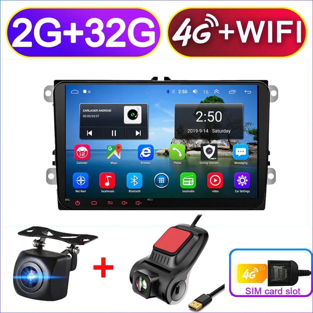 4G SIM camera DVR " Android 8,1 автомобиль радио gps навигации для Volkswagen Skoda Octavia Golf 5 6 touran passat B6 Polo Tiguan Yeti Rapid мультимедиа - Цвет: 4G SIM camera DVR
