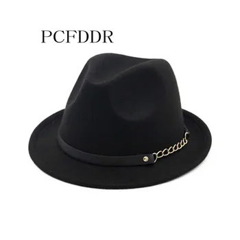 

PCFDDR Classic black hat Autumn and Winter new style woolen hat for men and women British jazz hat temperament curly woolen hat.