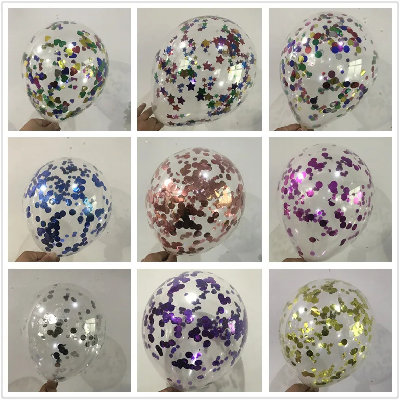 50 шт. 12 дюймов прозрачные конфетти блесток блестящие шары Детские День рождения Свадебные украшения воздушных шаров