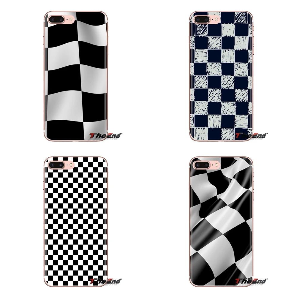 For iPhone XS Max XR X 4 4S 5 5S 5C SE 6 6S 7 8 Plus Samsung Galaxy J1 J3 J5 J7 A3 A5 TPU Cases Covers Black And White Checkered |