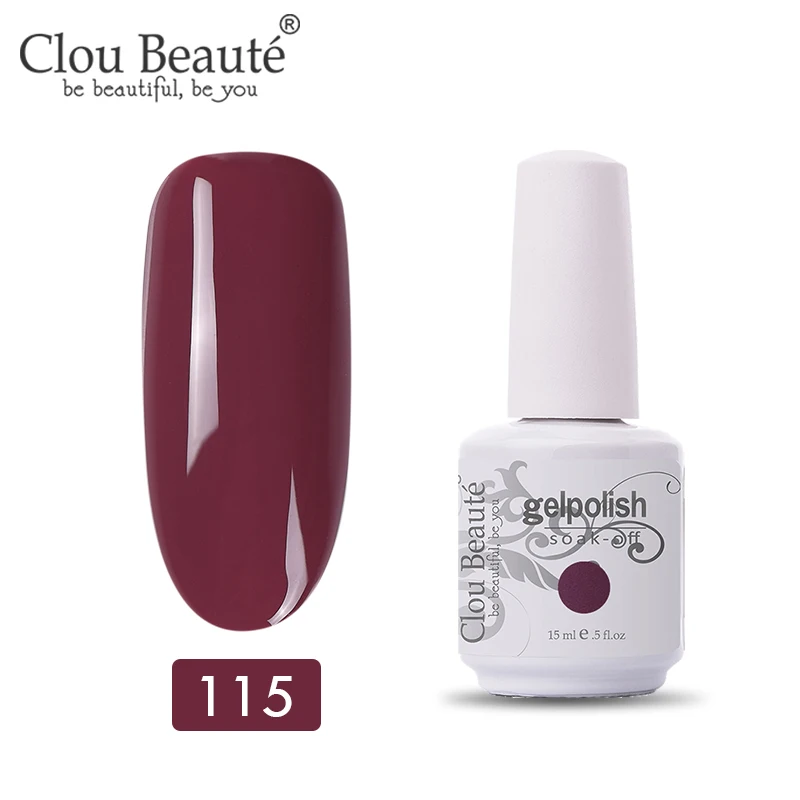 Гель-лак Clou Beaute Vernis, УФ-краска, сделай сам, лак для ногтей, гибридный, 15 мл, розовый, красный, фиолетовый цвета, УФ-яркий и блестящий Гель-лак - Цвет: 11115