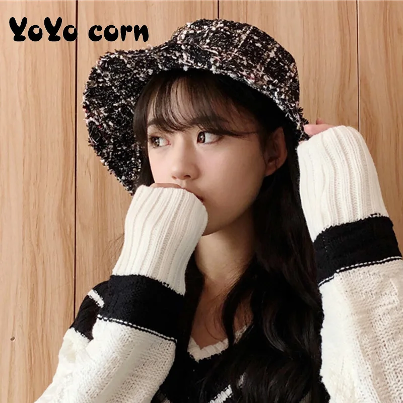 YOYOCORN женская осенняя и зимняя новая Рыбацкая шапка женская цветная клетчатая Рыбацкая шапка для девочек зимняя шапка