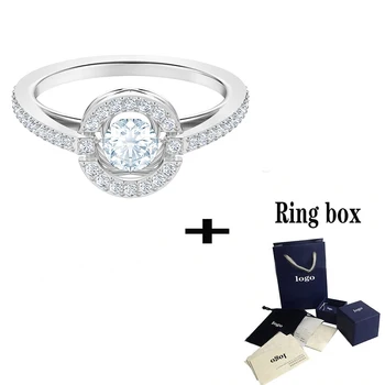 

SWA RO 2019 High Quality New SPARKLING DANCE ROUND Ring Shiny Crystal Women Luxury Jewelry Send Mommy Girlfriend Memorial Gift