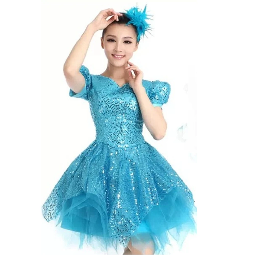 Женское платье для бальных танцев с блестками|modern dance costumes|dance costumesequin costume |