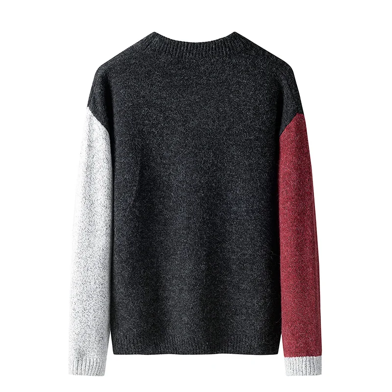 2019 Autumn New Round Neck Men's Sweater Stitching Hit Color Men's Korean Version of The Sweater Fashion Casual Sweater Sweater 2019 Autumn New Round Neck Men's Sweater Stitching Hit Color Men's Korean Version of The Sweater Fashion Casual Sweater Sweater