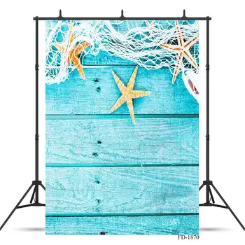 

Starfish On Blue Wooden Board Vinyl Photography Background For Children Baby Birthday Portrait Studio Photo Backdros Props