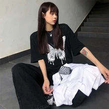 Special Offers Top harajuku vintage aesthetic gothic graphic punk clothes butterfly clothing tee Women's t-shirts cotton Oversize dropshipping Special Offers Top harajuku vintage aesthetic gothic graphic punk clothes butterfly clothing tee Women's t-shirts cotton Oversize dropshipping