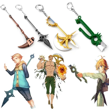 

Anime The Seven Deadly Sins Weapon Keychains Meliodas Diane Harlequin Nanatsu no Taizai Axe Keyring Men Love Key Holder Gift