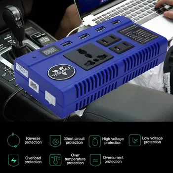 

Portable Car Auto Power Inverter Converter 4 Port USB Charger Smart Power Strip Inverter with LED Display