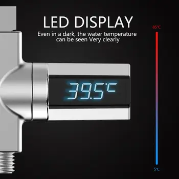 

LED Display Water Flow Temperature Meter Monitor Electric Shower Thermometer 360 667A