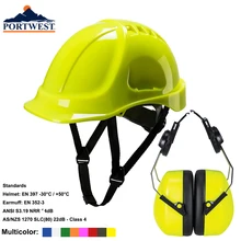 

Portwest CE EU Endurance Vented ABS Construction Safety Helmet Set with Anti Noise Earmuff Protective Working Helmet Hard Hat