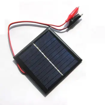 

1W 5.5V Solar Cell Epoxy Polycrystalline Solar Panel+Clip For Charging 3.7V Battery System Toy LED Light Study 95*95MM