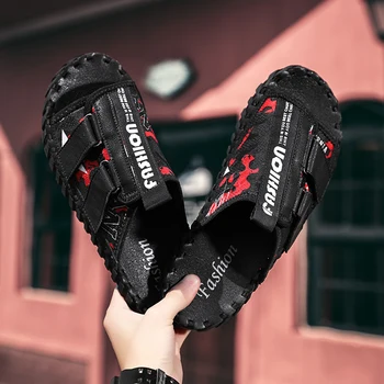 

Men's leather sandals, high-quality men's beach sandals, fashionable cushion slippers, shoes breathable men's sandals, handmade