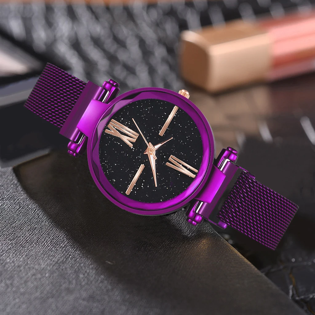 Модные популярные женские часы reloj роскошные римские звездное небо кварцевые часы магнитный ремешок часы магнитные часы женские часы