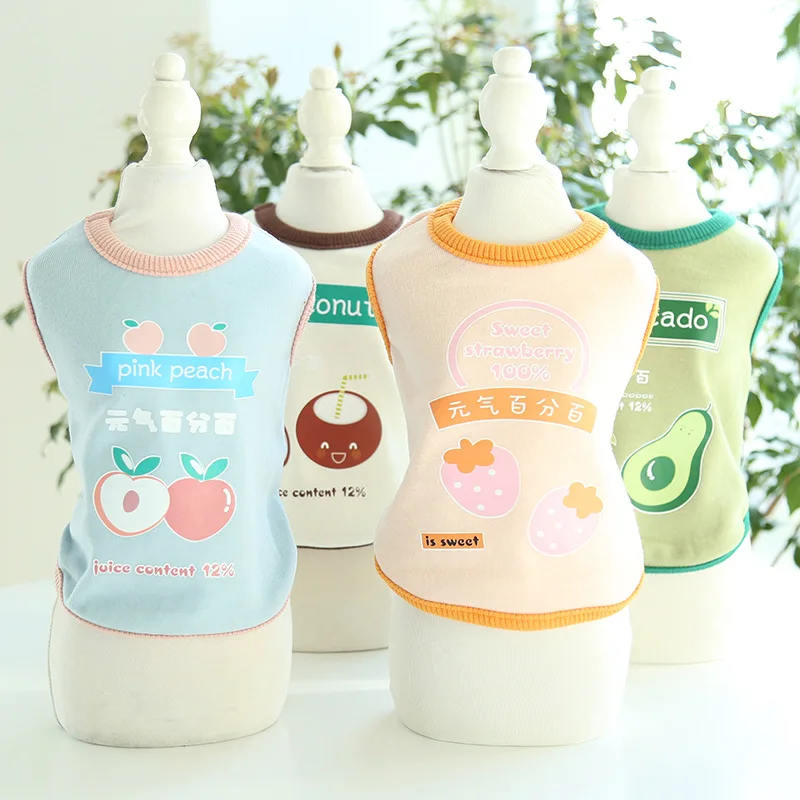 Pet Spring Summer Small Dog T Shirts Clothes Vitality Cute Fancy Fruit Cotton Vest Teddy Chihuahua Yorkies Apparel Puppy Outfits | Дом и сад