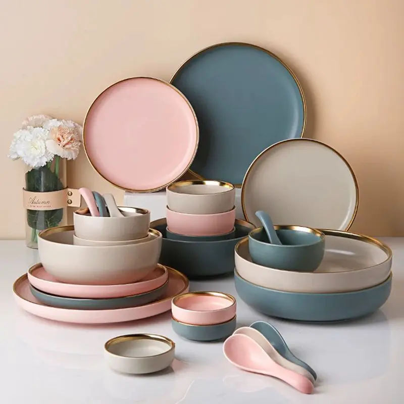 

Ceramic Dinner Plates Set 2/4/6 Person Dinnerware Set Steak Food Plate Tableware Set Dropshipping Wholesale Party Weeding