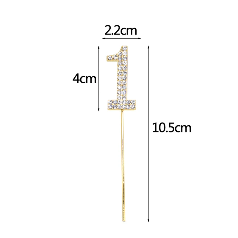1Pc Gold Silver Diamond-studded Number 0-9 Cake Topper for Birthday Party Decoration Wedding Cake Decorations Cupcake Toppers