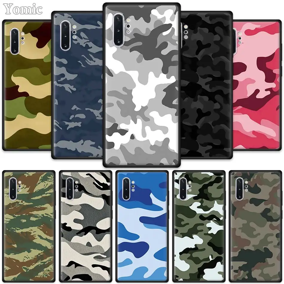Камуфляжный военный чехол для Samsung Galaxy Note 10 Lite 8 9 M20 M21 M30 S10 S20 Plus A50 A70 Черный