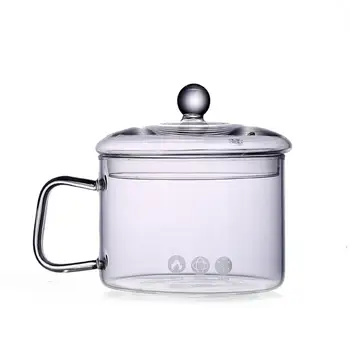 

1350ml Creative Soup Pot With Lid Transparent Glass Cooker Salad Instant Noodle Bowl Borosilicate Glass Cooking Tools Kitchen