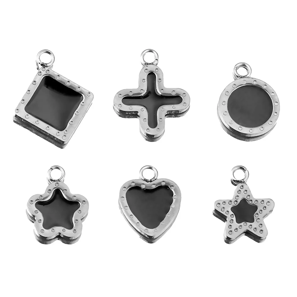 

20pcs Stainless Steel Enamel Cross Heart-shaped Five-pointed Star Charms DIY Earrings Necklace Jewelry Making Bracelet Component