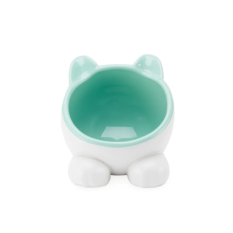 New Products America vivipet Cat Bowl Ceramic Cat Head Water Bowls Macarons Food Basin Oblique Mouth Spine-Anti-Knock over