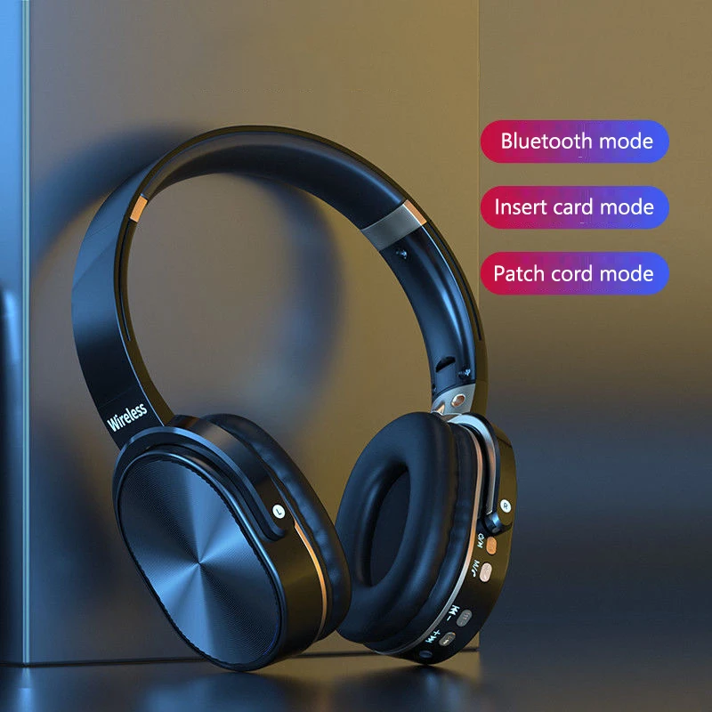 New Foldable wireless bluetooth 5 0 headset large moving coil high definition cool headset for heavy metal music Exquisite gift