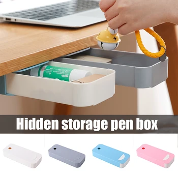 

Storage Box Stationery Case Desk Organizer Invisible Under Table Office Paste On Drawer Divider ABS No Trace B88