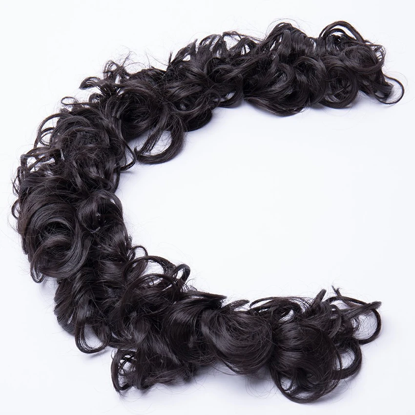 

Women DIY Elastic Scrunchies Hair Piece Bun Hair Tails Synthetic Fake Hair Buns Curly Bundles Hairpiece High Temperature Fiber