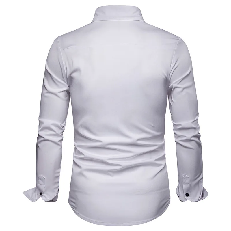 9 модный бренд Camisa Masculina рубашка с длинными рукавами Мужская однотонная приталенная дизайнерская официальная повседневная мужская рубашка Размер M-4XL