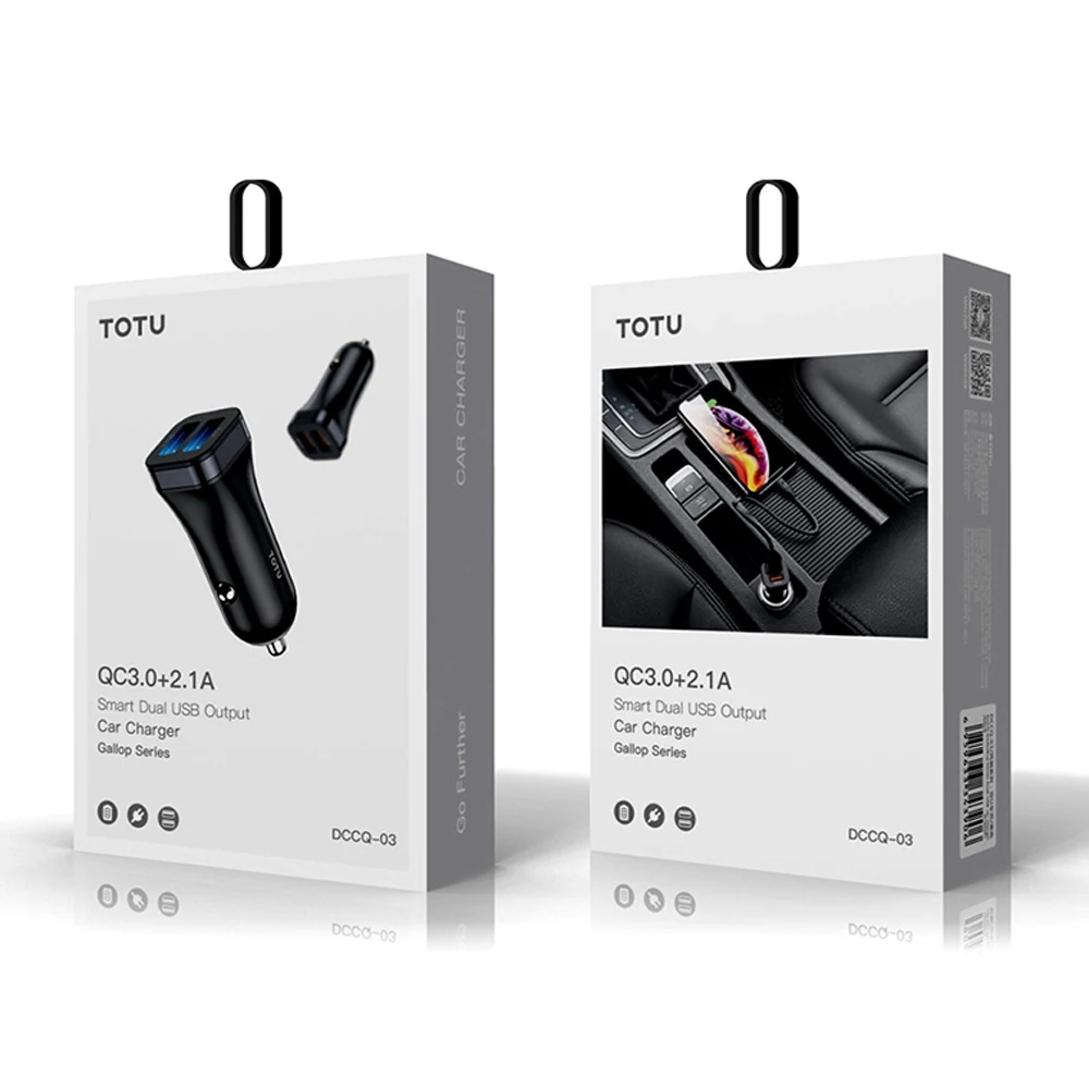 TOTU 3.0 Quick Car USB Phone Charger For iPhone 11 Pro Max Xiaomi Huawei Dual USB Port Fast PD Car Phone Charger Holder