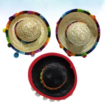 

3pcs Mexican Hat Hair Hoops Mini Sombrero Headbands Festival Headdress Performance Props Party Favors