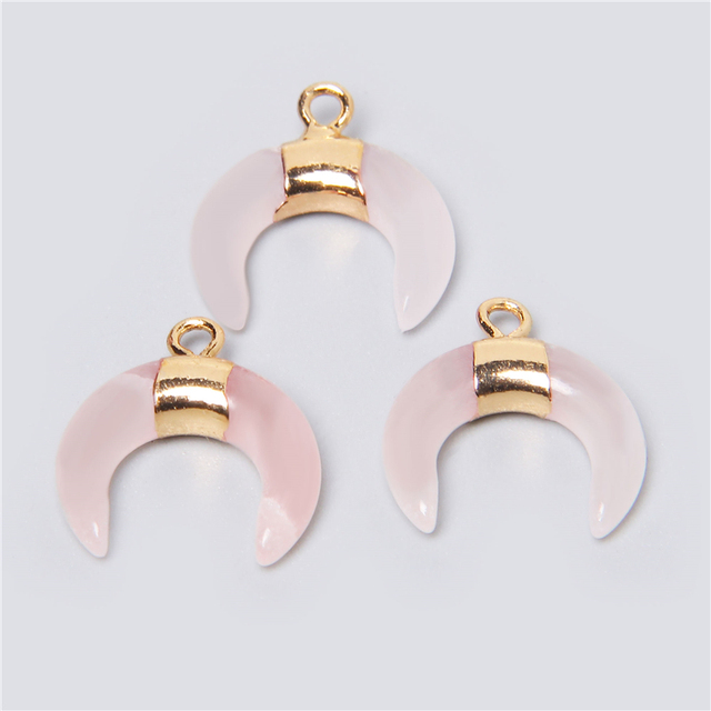 Unique Horn Shape Pendant Natural Stone Lapis Lazuli Aventurine Pink Rose Quartzs Pendants For Necklace Bracelet Handmade