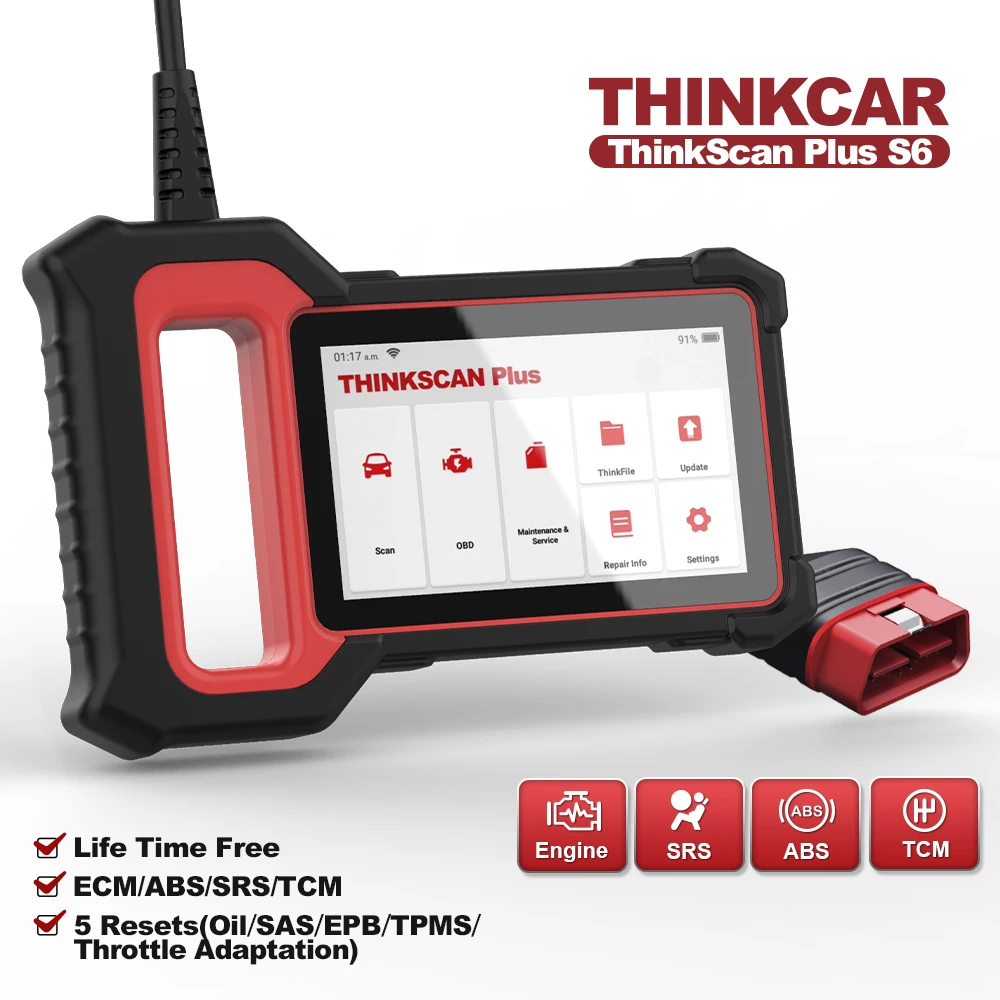 THINKCAR Thinkscan Plus S6 OBD2 сканер ECM/TCM/ABS/SRS системы 28 сбросов считыватель кодов автомобиля