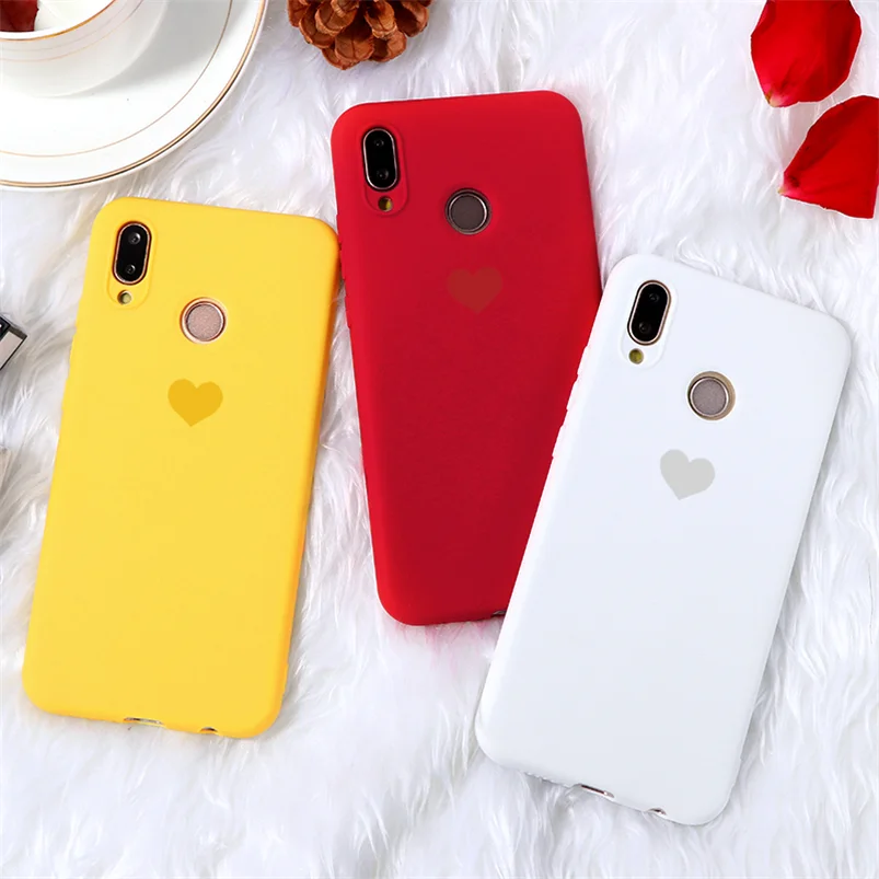 Матовый чехол карамельного цвета с сердечками для Huawei P20 Lite P30 P8 P9 P10 Mate 30 10 20 Pro 2017 P
