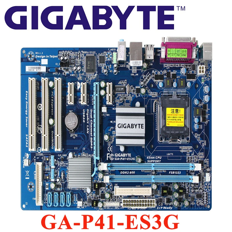 Материнская плата LGA 775 для Intel G41 DDR2 Gigabyte GA-P41-ES3G 100% USB2.0 8 Гб SATA II P41-ES3G десктопная