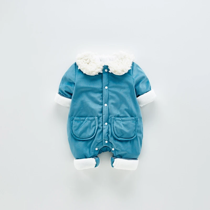 Новейшая модная зимняя одежда для малышей теплый вельветовый детский хлопковый комбинезон с подкладкой для малышей, Комбинезон для мальчика костюм с лацканами