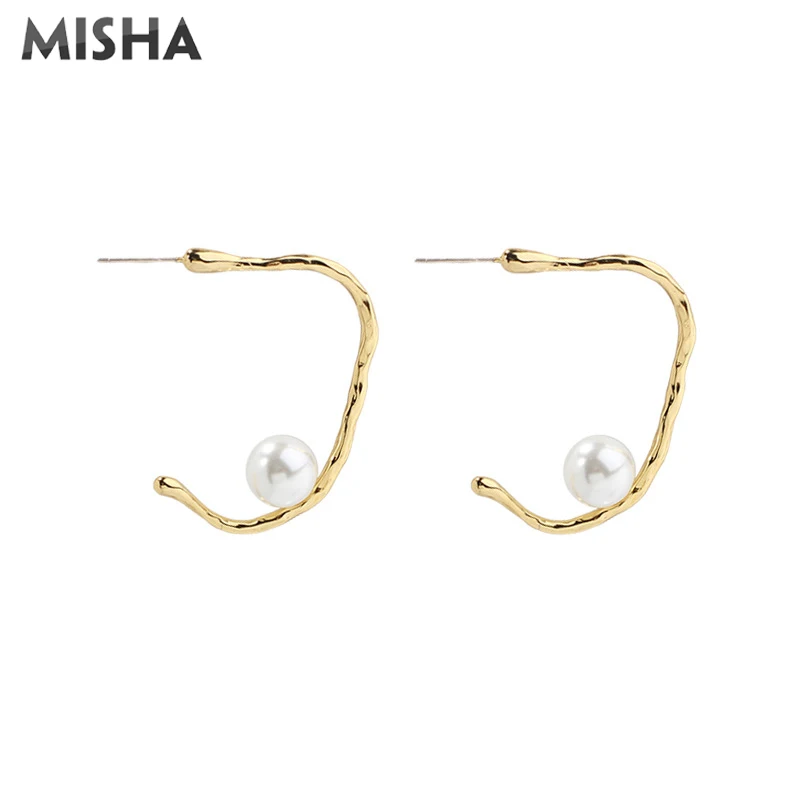 MISHA, новинка, модные серьги для женщин, натуральный жемчуг, обруч, ювелирные серьги, серьги для молодых девушек, дам, подарки 0027