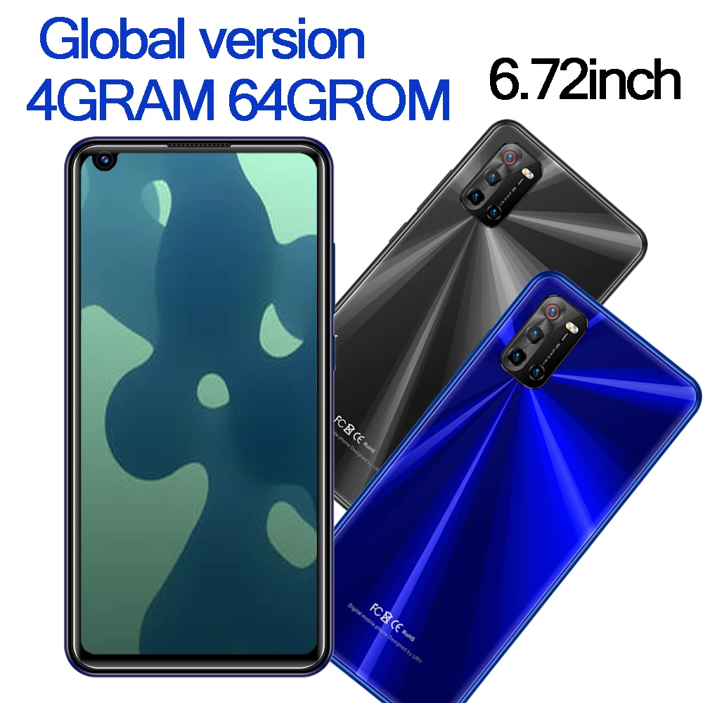 10i 6,72 zoll Globale Smartphones 4G RAM + 64G ROM Quad Core 8MP + 13MP Vorne/Zurück kamera Android Handys Celuares Gesicht Entsperrt