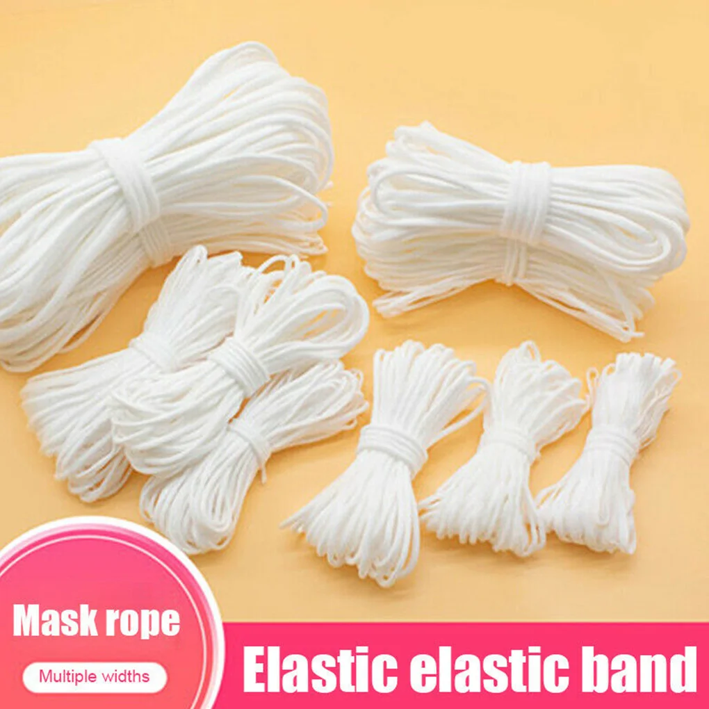 Disposable Face Mask DIY Elastic Ear Rope Belt Lace Hair Band Neckline Sleeves Elastic Cord 10/20/50m
