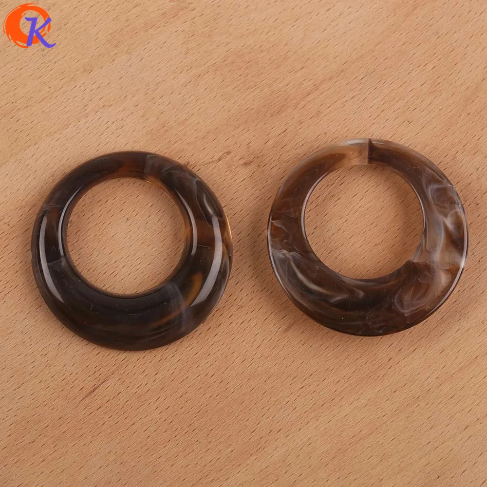 Cordial Design 43x43MM 100pcs Jewelry Accessories/Acrylic Beads/Marble Effect/Ring Shape/Hand Made/DIY Making/Earring Findings - Цвет: Deep Brown