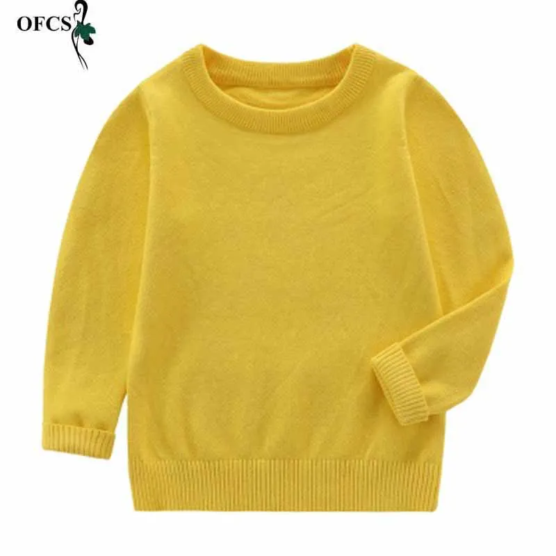 OFCS New Boy Fall Solid Color Render Unlined Upper Garment Of Cotton Girls Turtleneck Collar Sweater Joker Children's Sweaters | Детская