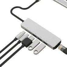 Алюминиевый концентратор USB Type C Hdmi 4K USB C концентратор Rj45 Lan адаптер для Mac book Pro Thunderbolt 3 USB 3,0 PD зарядка