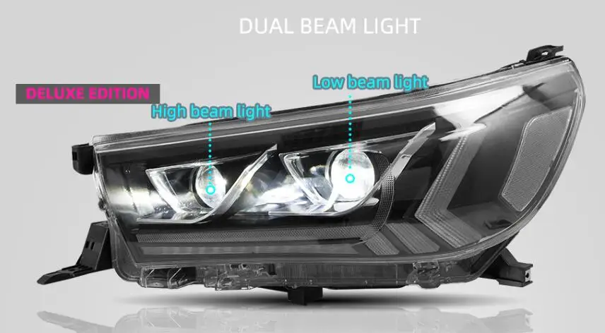 ALL LED headlight Дизайн для к yota Revo головной светильник для Hilux передняя фара для Vigo спереди светильник монитор измеряет динамическое поворотов - Цвет: ALL LED headlight
