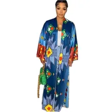 Dashiki ropa africana de manga larga para mujer, Maxi vestidos holgados con estampado de otoño, cárdigan de moda, Boubou prendas de vestir, nuevo, azul, 2021