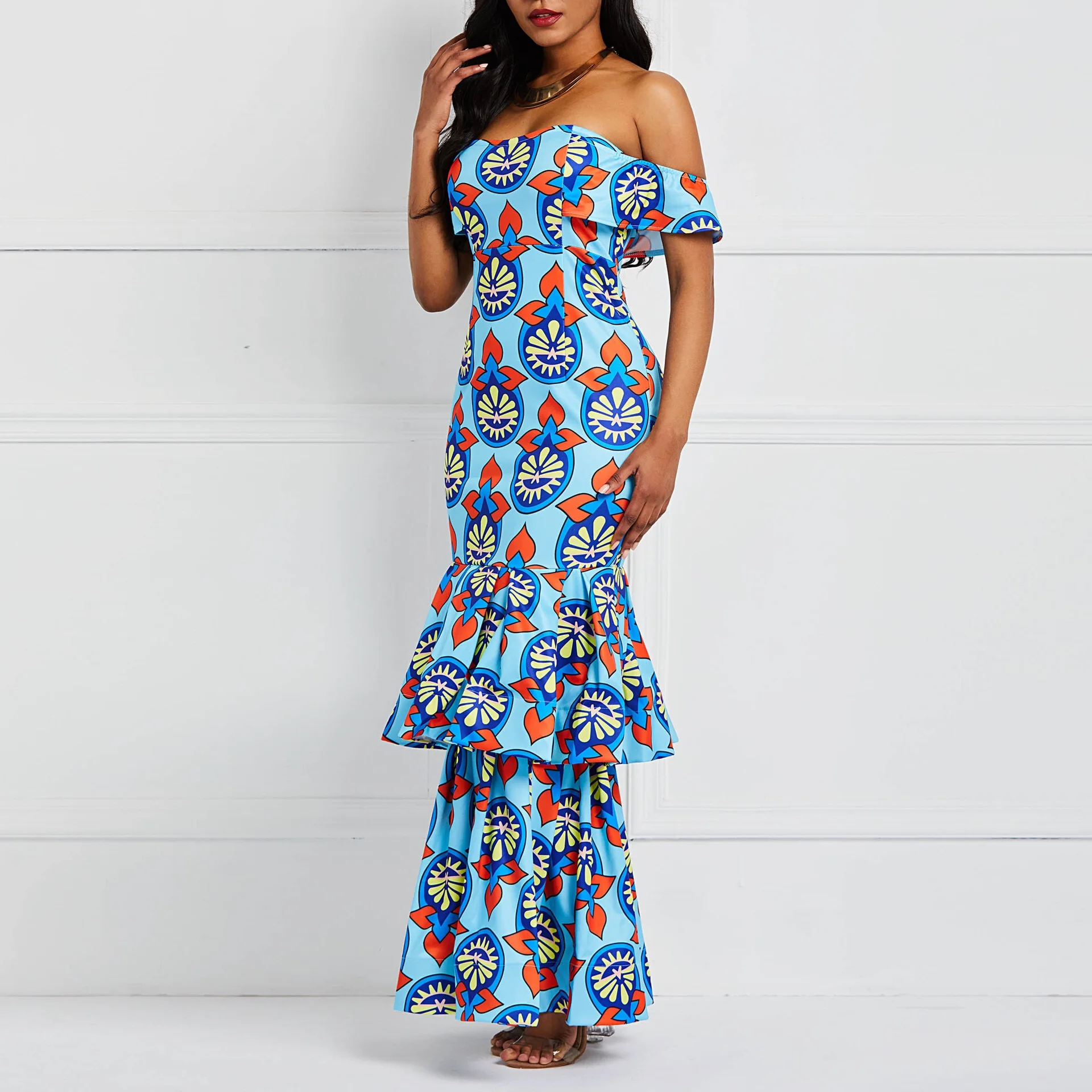 

Mermaid Dress Plus Size Floor Length Dress Slash Neck Ruffles Sexy Backless Elegant Summer Dress Bodycon Party Elegant Dresses