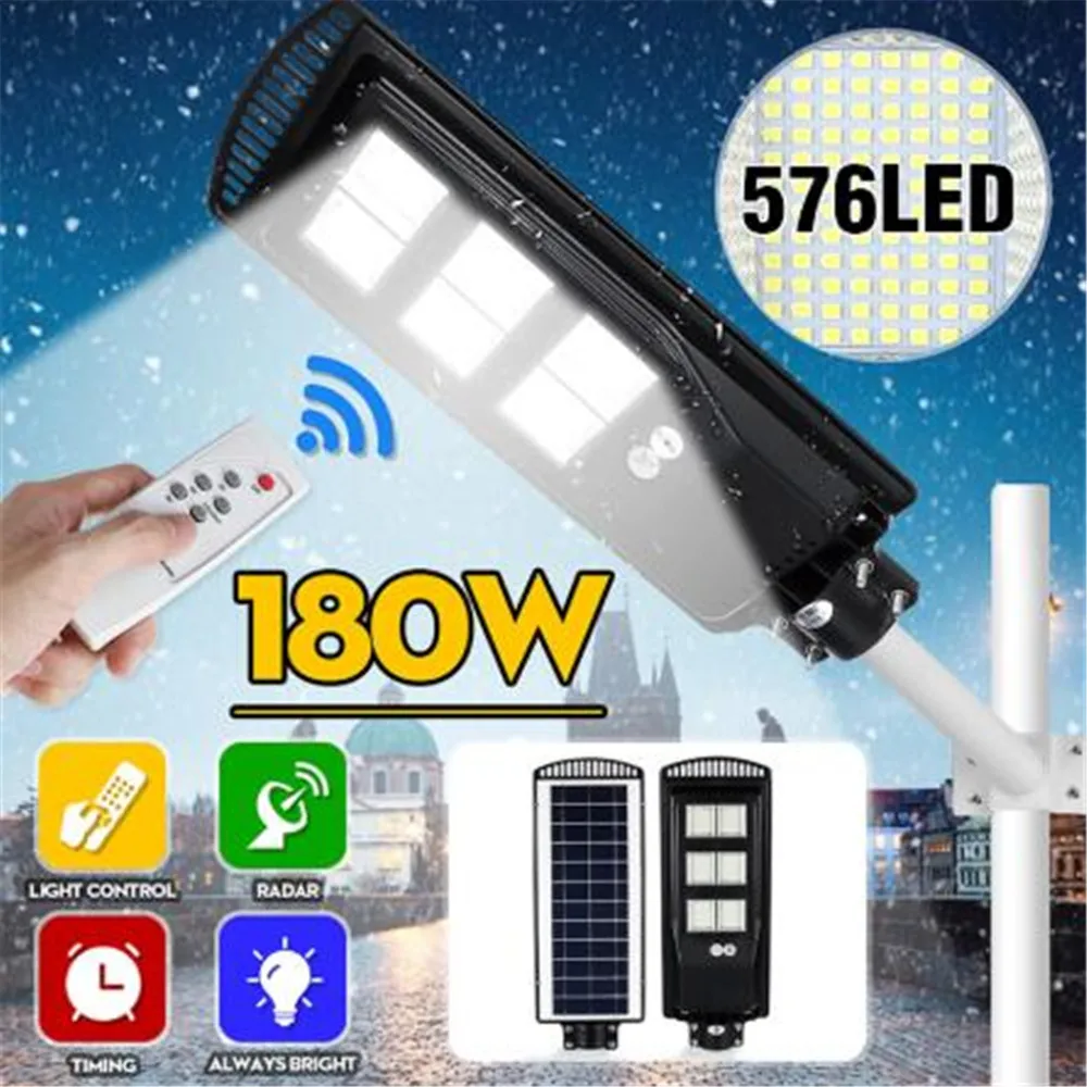

Solar Street Light PIR Motion Sensor LED Outdoor Garden Wall Lamp with Remote Controller 80W 140W 180W