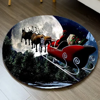 

Merry Christmas Santa Snowman Carpet Party Decor Children Play Mat Round Flannel Area Rug Xmas 3D Chair Mat Living Room Carpets