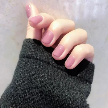 

24pcs Atmospheric Fashion Detachable Pure Rose Purple Color Fairy Girls Decoration Short Style Finished Fake Nails DL
